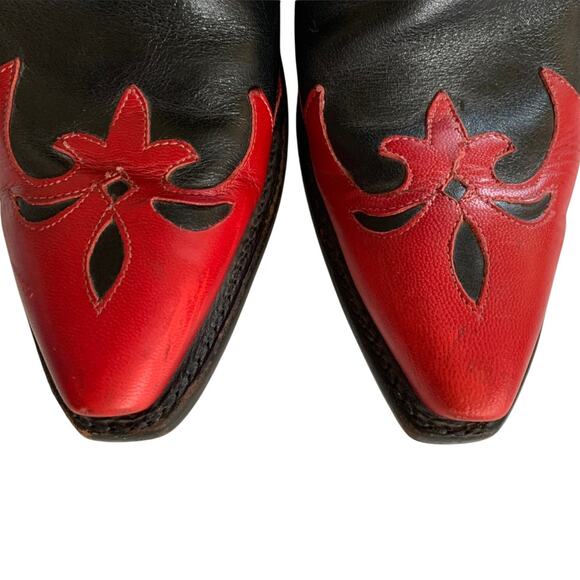 Lucchese 1883 Black and Red Western Cowboy Boots, size 8.5 - Picture 3 of 11